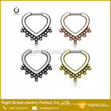 New Design Fashion Surgical Steel Gold Plated Septum Piercing Nose Ring Hoop